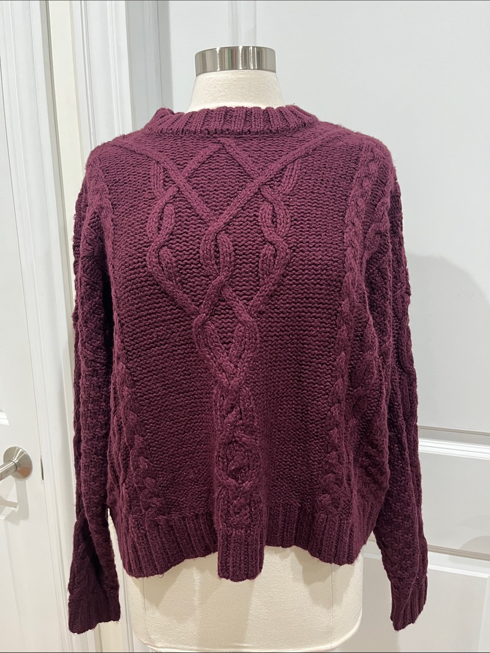 New! Aerie Cableknit Sweater Oversized Purple Size Small